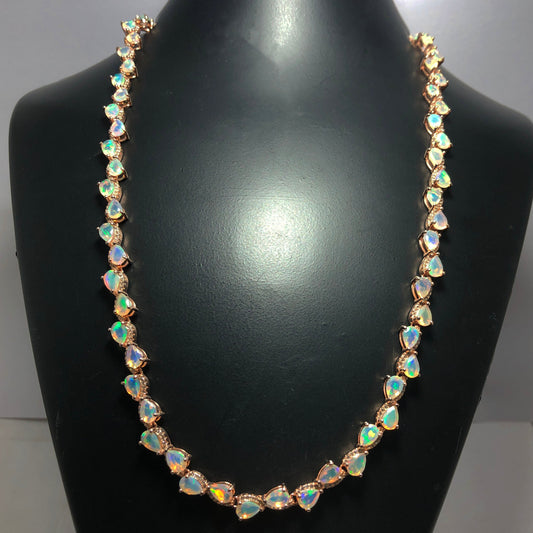 Amazing Ethiopian Opal Sterling Silver Necklace