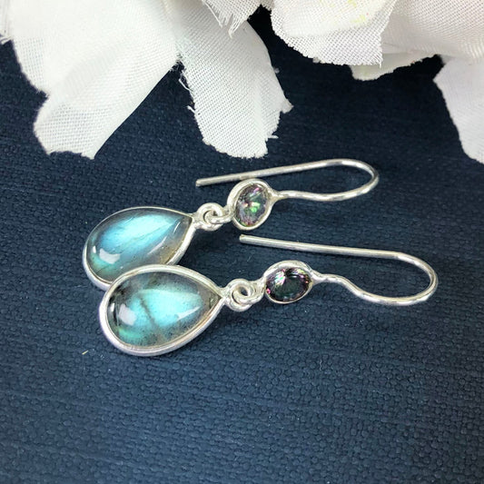 Gorgeous Mystic Topaz and Labradorite Sterling Silver Earring