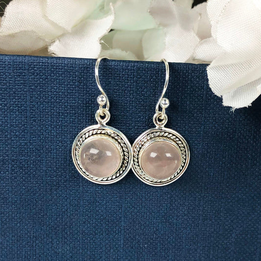 Pleasing Rose Quartz Sterling Silver Earring