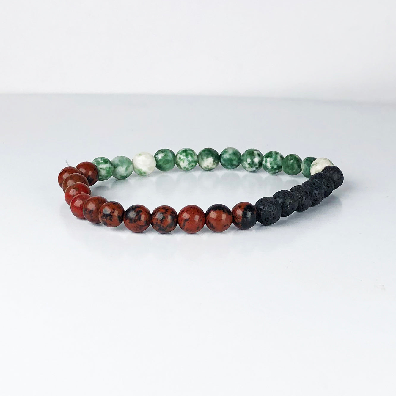 Brown Jasper Black Lava and Green Ocean Jasper Bracelet