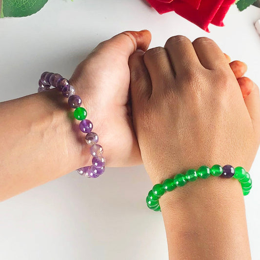 Green Aventurine and Purple Amethyst Bracelet